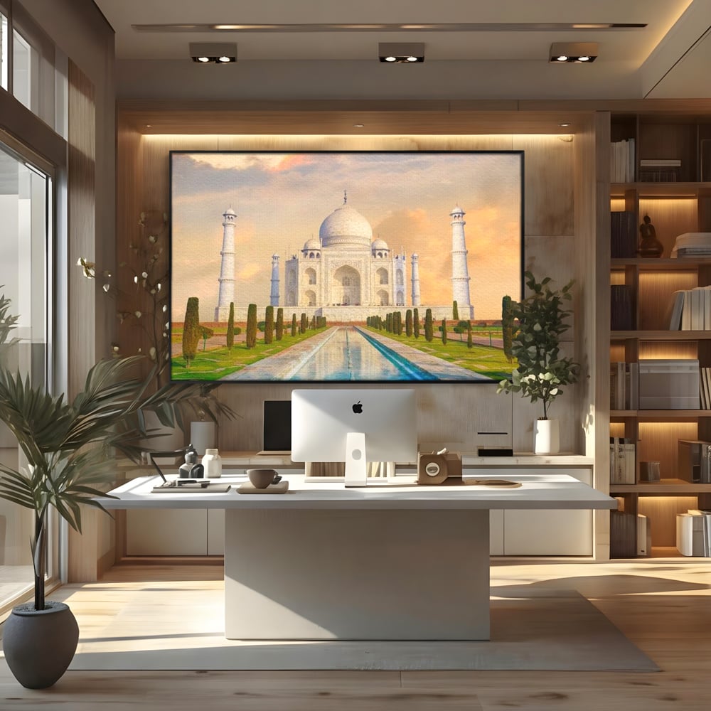 Tablou Canvas Premium, LuxCanva® O1049, Splendoarea Indiei, Taj Mahal, Eternitate, Marmura, Imparat, Palat, Arta, Patrimoniu, Cultural, Minune, Lume, Arhitectura, Univers, Birou, Living, Dormitor