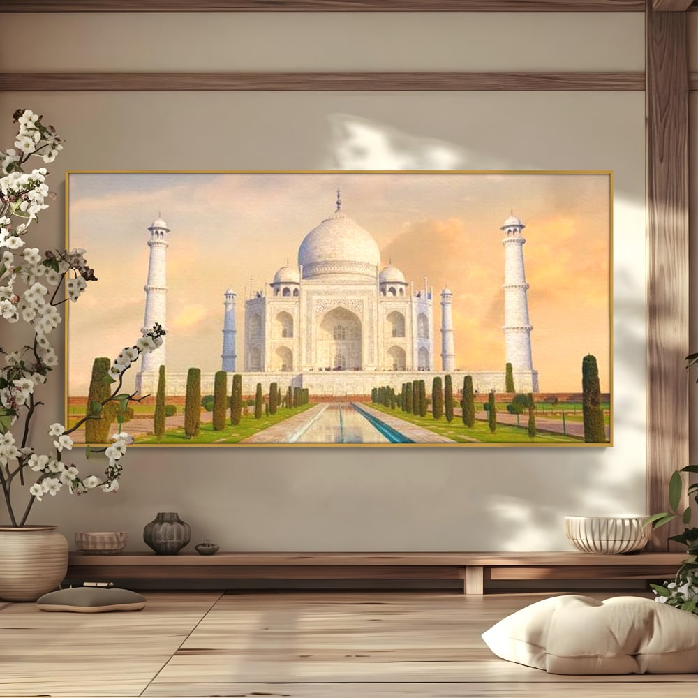 Tablou Canvas Premium, LuxCanva® O1049, Splendoarea Indiei, Taj Mahal, Eternitate, Marmura, Imparat, Palat, Arta, Patrimoniu, Cultural, Minune, Lume, Arhitectura, Univers, Birou, Living, Dormitor