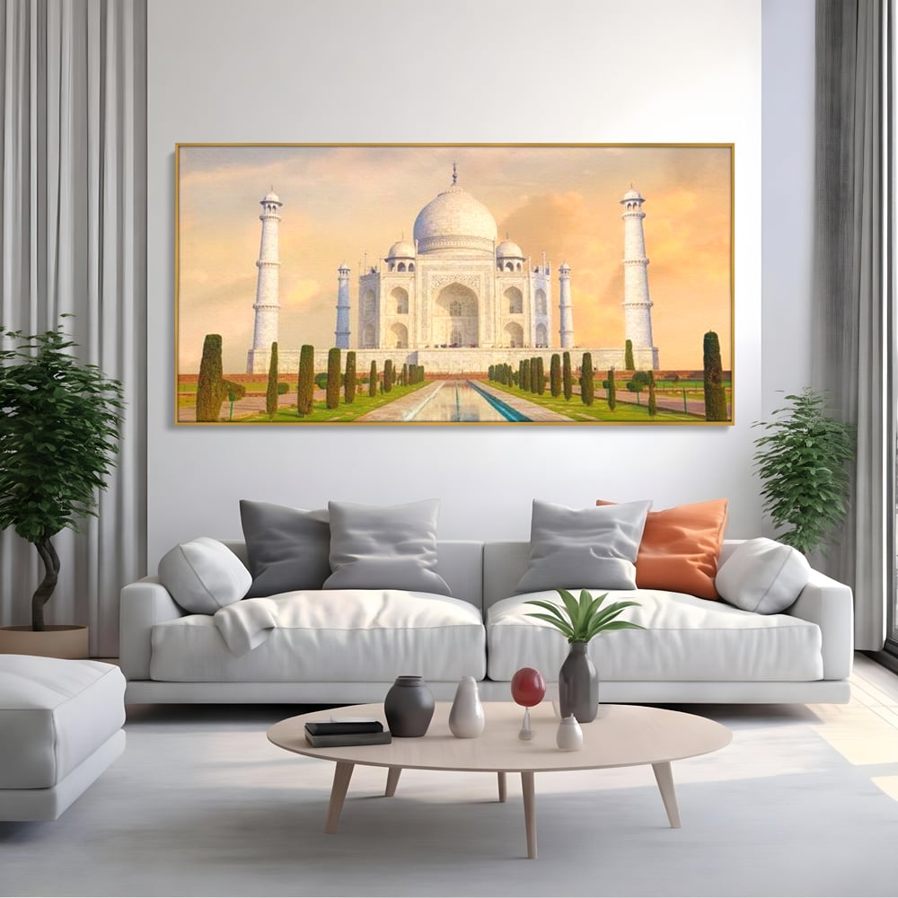 Tablou Canvas Premium, LuxCanva® O1049, Splendoarea Indiei, Taj Mahal, Eternitate, Marmura, Imparat, Palat, Arta, Patrimoniu, Cultural, Minune, Lume, Arhitectura, Univers, Birou, Living, Dormitor