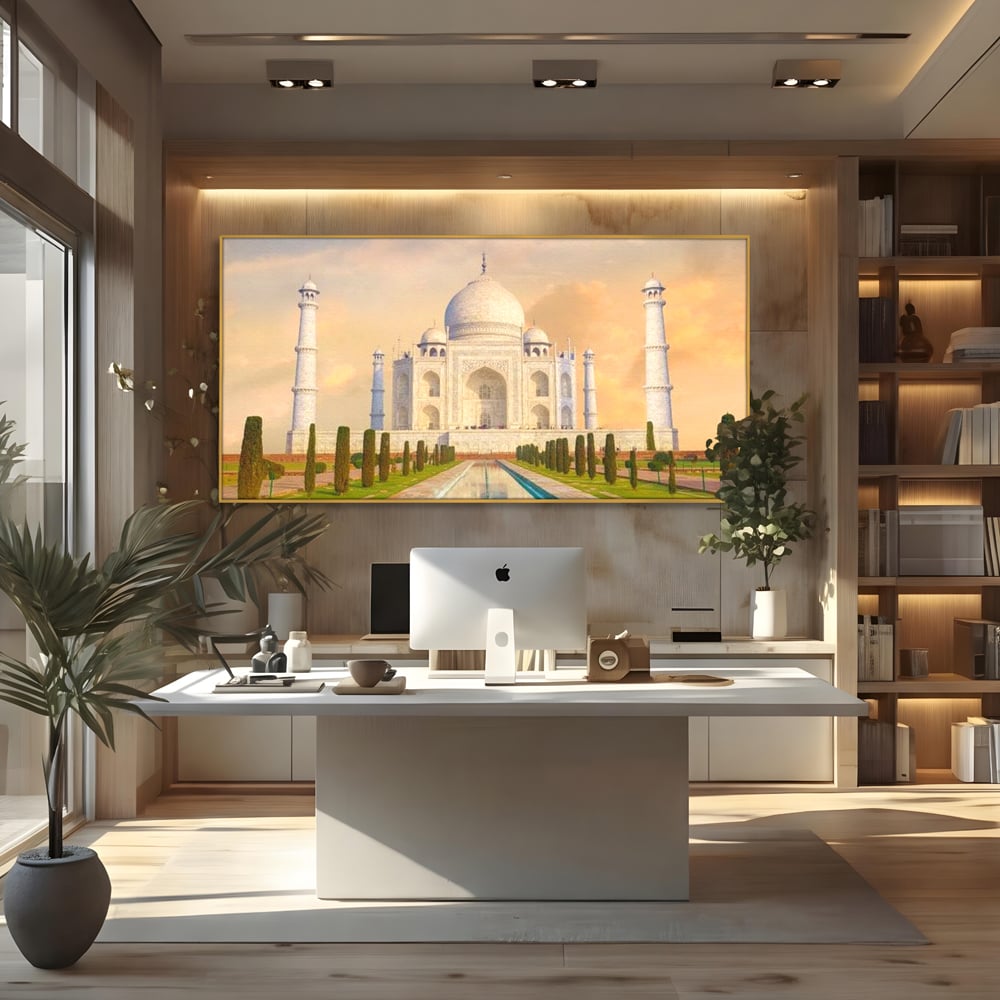 Tablou Canvas Premium, LuxCanva® O1049, Splendoarea Indiei, Taj Mahal, Eternitate, Marmura, Imparat, Palat, Arta, Patrimoniu, Cultural, Minune, Lume, Arhitectura, Univers, Birou, Living, Dormitor