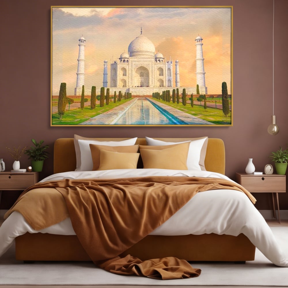 Tablou Canvas Premium, LuxCanva® O1049, Splendoarea Indiei, Taj Mahal, Eternitate, Marmura, Imparat, Palat, Arta, Patrimoniu, Cultural, Minune, Lume, Arhitectura, Univers, Birou, Living, Dormitor