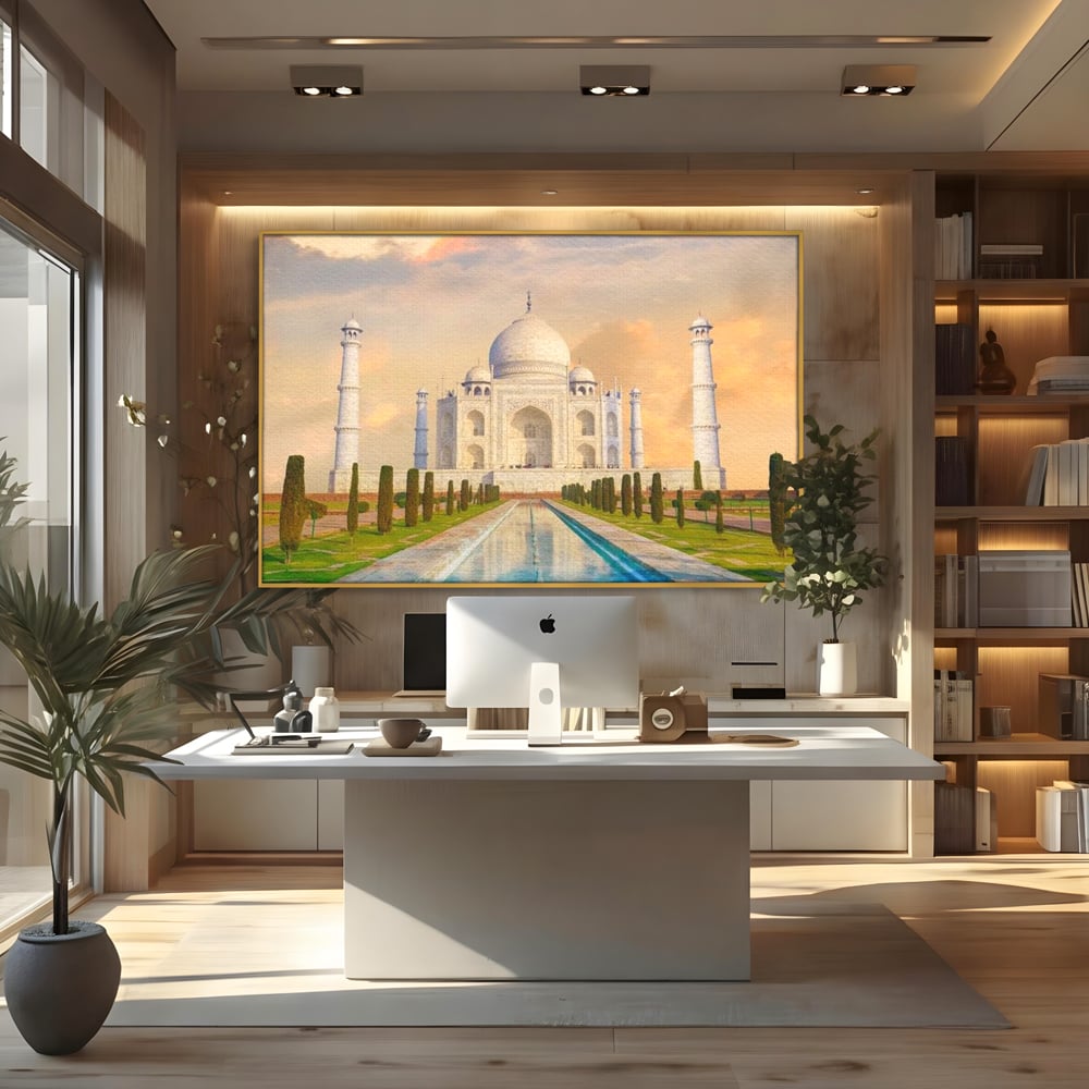 Tablou Canvas Premium, LuxCanva® O1049, Splendoarea Indiei, Taj Mahal, Eternitate, Marmura, Imparat, Palat, Arta, Patrimoniu, Cultural, Minune, Lume, Arhitectura, Univers, Birou, Living, Dormitor