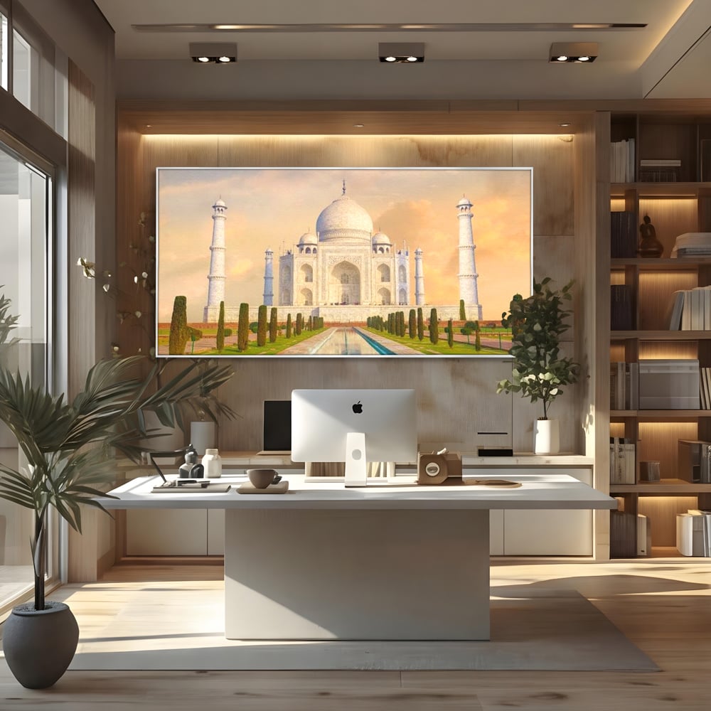 Tablou Canvas Premium, LuxCanva® O1049, Splendoarea Indiei, Taj Mahal, Eternitate, Marmura, Imparat, Palat, Arta, Patrimoniu, Cultural, Minune, Lume, Arhitectura, Univers, Birou, Living, Dormitor