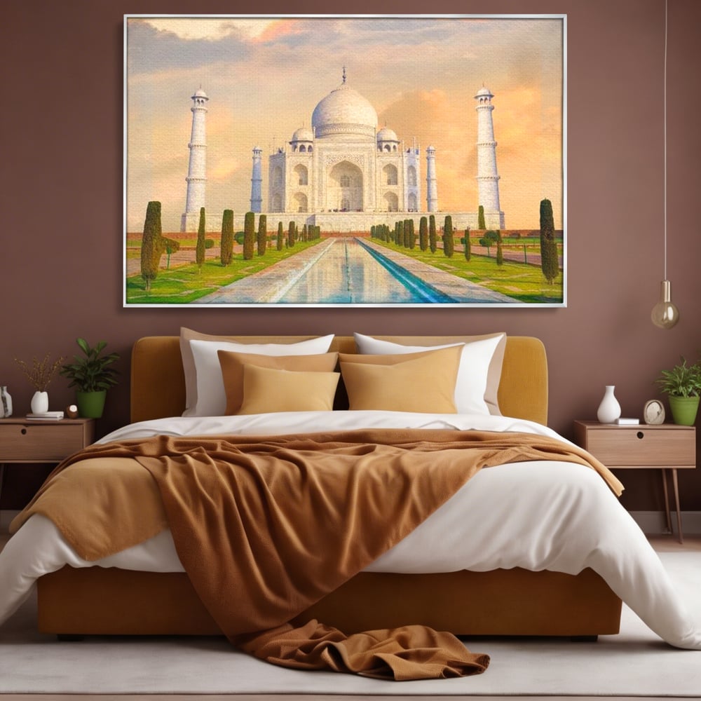 Tablou Canvas Premium, LuxCanva® O1049, Splendoarea Indiei, Taj Mahal, Eternitate, Marmura, Imparat, Palat, Arta, Patrimoniu, Cultural, Minune, Lume, Arhitectura, Univers, Birou, Living, Dormitor