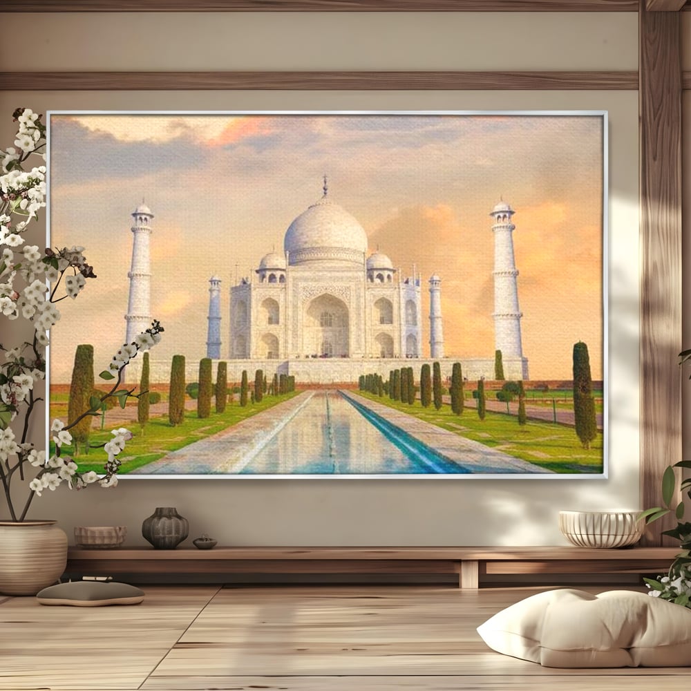 Tablou Canvas Premium, LuxCanva® O1049, Splendoarea Indiei, Taj Mahal, Eternitate, Marmura, Imparat, Palat, Arta, Patrimoniu, Cultural, Minune, Lume, Arhitectura, Univers, Birou, Living, Dormitor