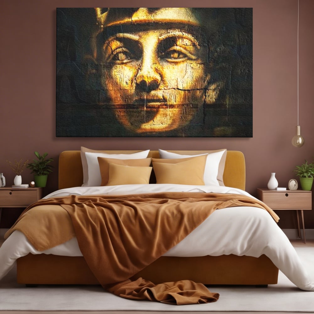 Leinwandbilder Premium, LuxCanva® O1051, Der ewige Tutanchamun, Pharao, Blick, Ägypten, Antike, Antike, Gesicht, Nil, Götter, Götter, Hieroglyphen, Geschichte, Mysterium, Mythologie, Königtum, Heilig, Symbolisch, Büro, Wohnen, Schlafzimmer