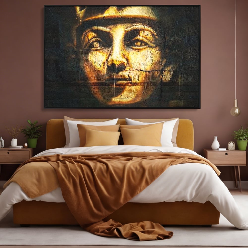 Leinwandbilder Premium, LuxCanva® O1051, Der ewige Tutanchamun, Pharao, Blick, Ägypten, Antike, Antike, Gesicht, Nil, Götter, Götter, Hieroglyphen, Geschichte, Mysterium, Mythologie, Königtum, Heilig, Symbolisch, Büro, Wohnen, Schlafzimmer