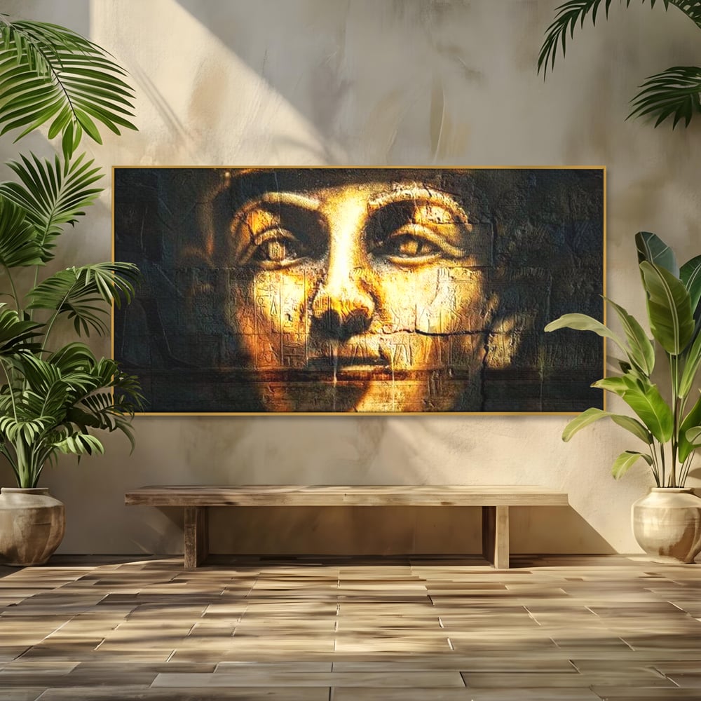 Leinwandbilder Premium, LuxCanva® O1051, Der ewige Tutanchamun, Pharao, Blick, Ägypten, Antike, Antike, Gesicht, Nil, Götter, Götter, Hieroglyphen, Geschichte, Mysterium, Mythologie, Königtum, Heilig, Symbolisch, Büro, Wohnen, Schlafzimmer