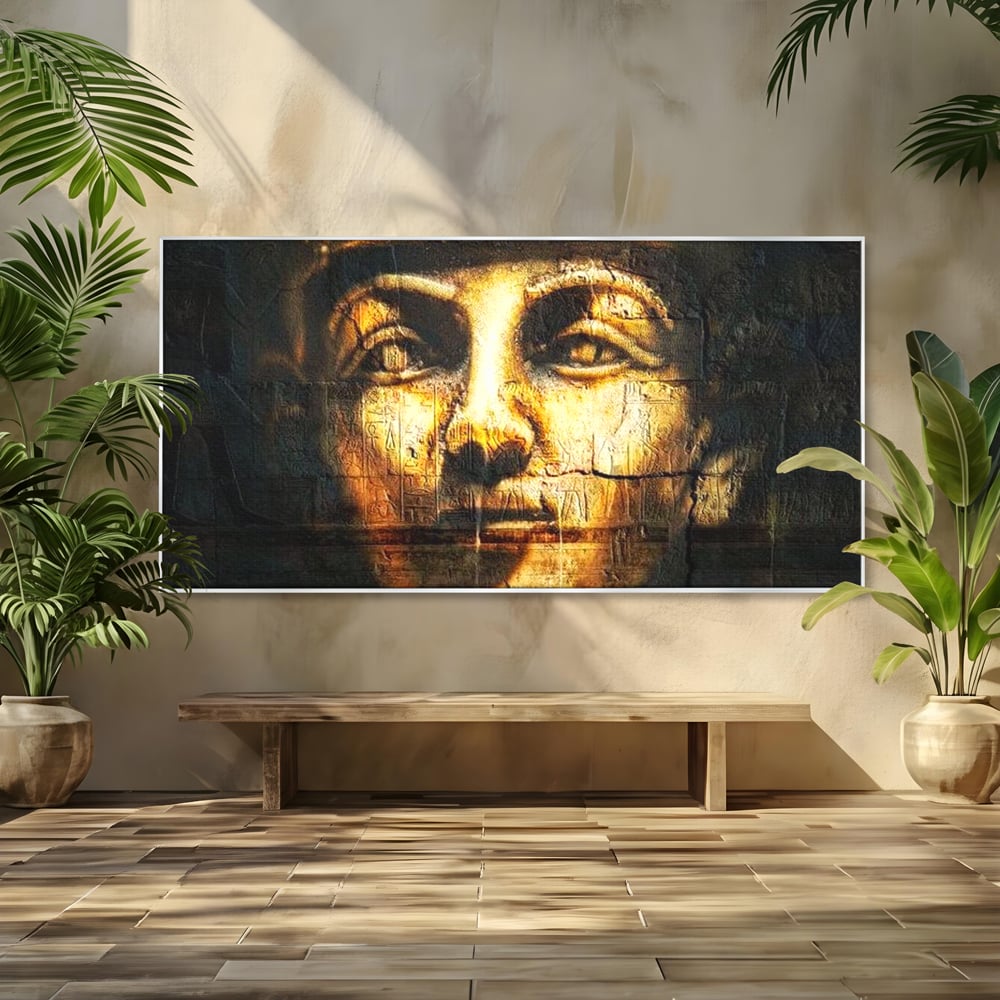 Leinwandbilder Premium, LuxCanva® O1051, Der ewige Tutanchamun, Pharao, Blick, Ägypten, Antike, Antike, Gesicht, Nil, Götter, Götter, Hieroglyphen, Geschichte, Mysterium, Mythologie, Königtum, Heilig, Symbolisch, Büro, Wohnen, Schlafzimmer