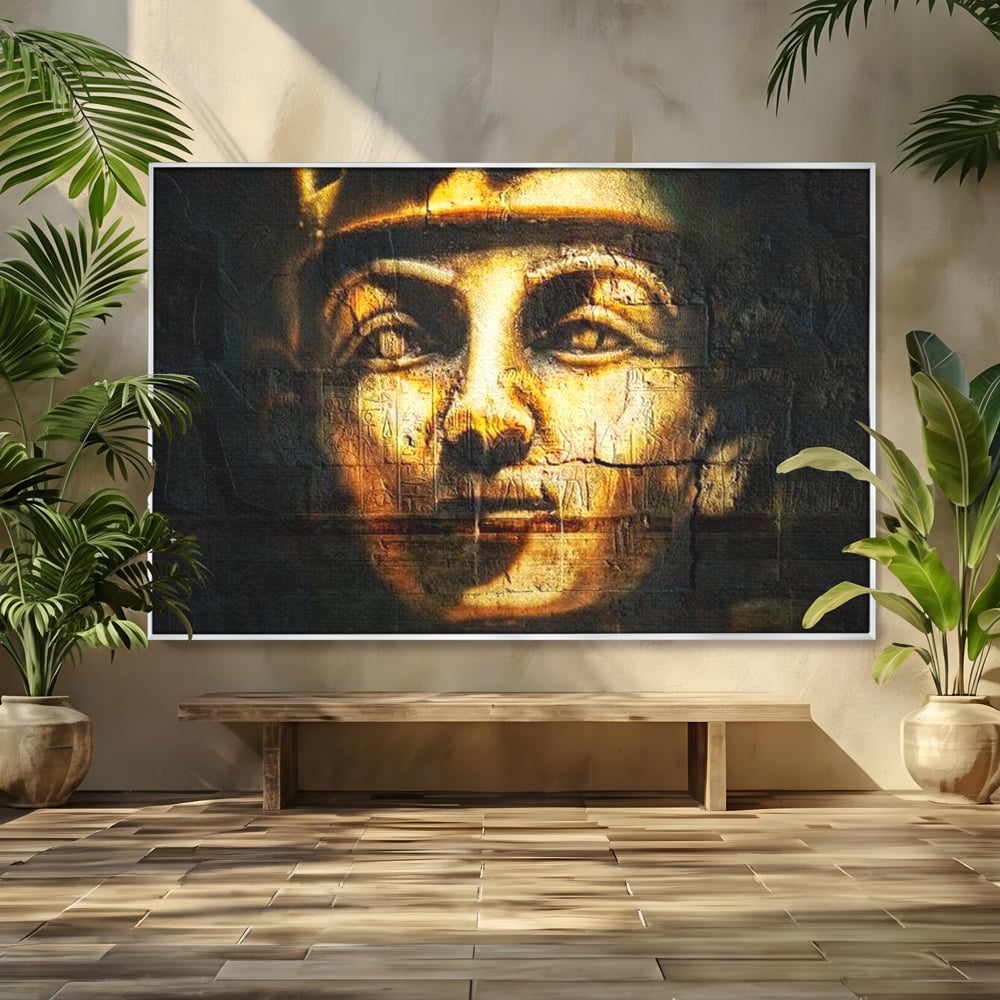 Leinwandbilder Premium, LuxCanva® O1051, Der ewige Tutanchamun, Pharao, Blick, Ägypten, Antike, Antike, Gesicht, Nil, Götter, Götter, Hieroglyphen, Geschichte, Mysterium, Mythologie, Königtum, Heilig, Symbolisch, Büro, Wohnen, Schlafzimmer