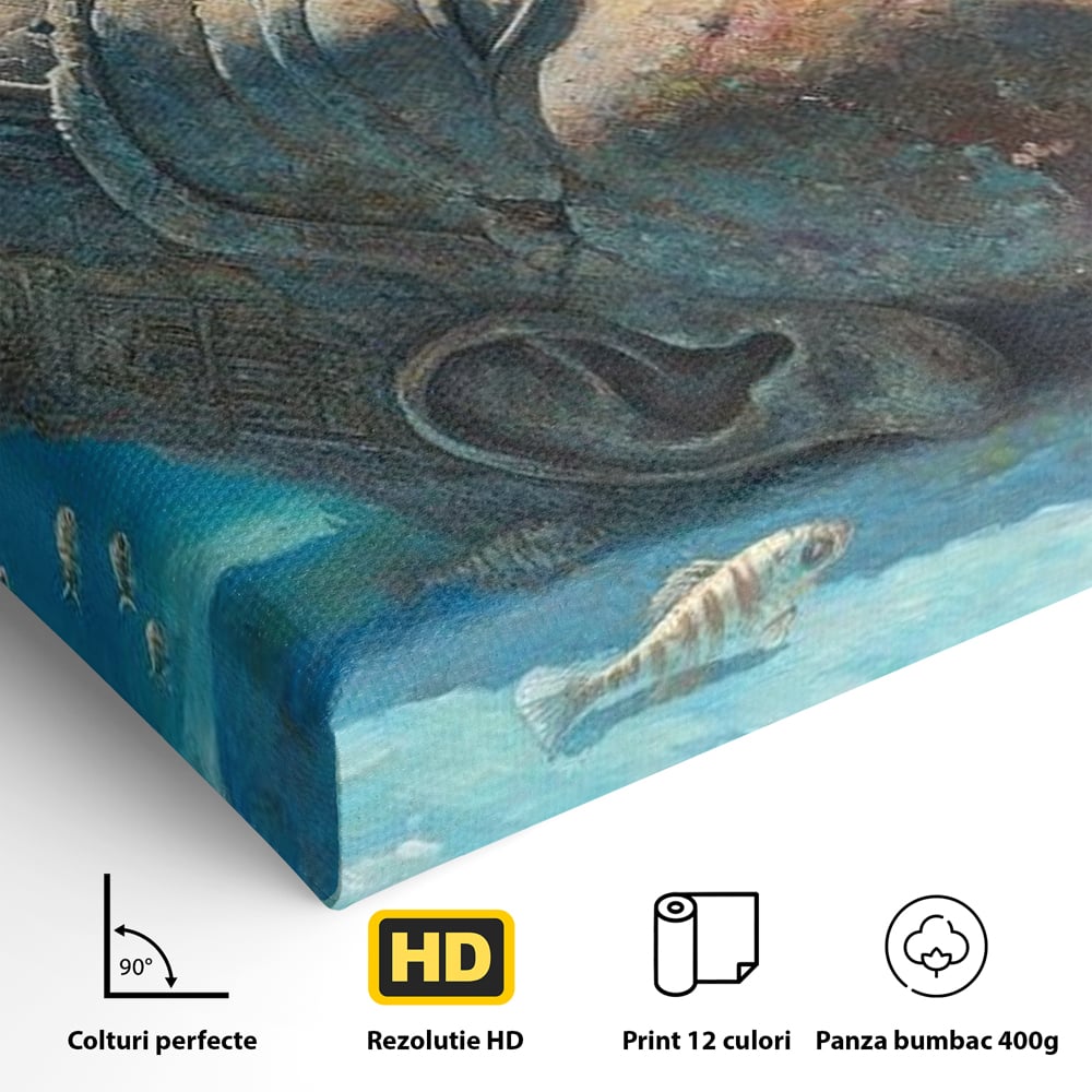 Tablou Canvas Premium, LuxCanva® O1052, Faraonul din Adancuri, Scufundat, Tacere, Liniste, Pierdut, Somn, Ocean, Mostenire, Egipt, Nil, Civilizatie, Timp, Subacvatic, Etern, Birou, Living, Dormitor