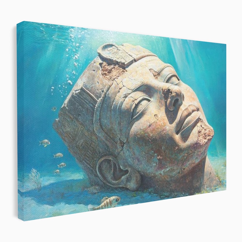 Tablou Canvas Premium, LuxCanva® O1052, Faraonul din Adancuri, Scufundat, Tacere, Liniste, Pierdut, Somn, Ocean, Mostenire, Egipt, Nil, Civilizatie, Timp, Subacvatic, Etern, Birou, Living, Dormitor