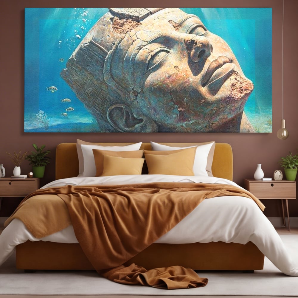 Tablou Canvas Premium, LuxCanva® O1052, Faraonul din Adancuri, Scufundat, Tacere, Liniste, Pierdut, Somn, Ocean, Mostenire, Egipt, Nil, Civilizatie, Timp, Subacvatic, Etern, Birou, Living, Dormitor