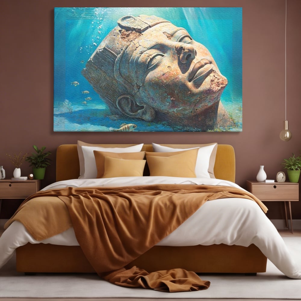 Tablou Canvas Premium, LuxCanva® O1052, Faraonul din Adancuri, Scufundat, Tacere, Liniste, Pierdut, Somn, Ocean, Mostenire, Egipt, Nil, Civilizatie, Timp, Subacvatic, Etern, Birou, Living, Dormitor