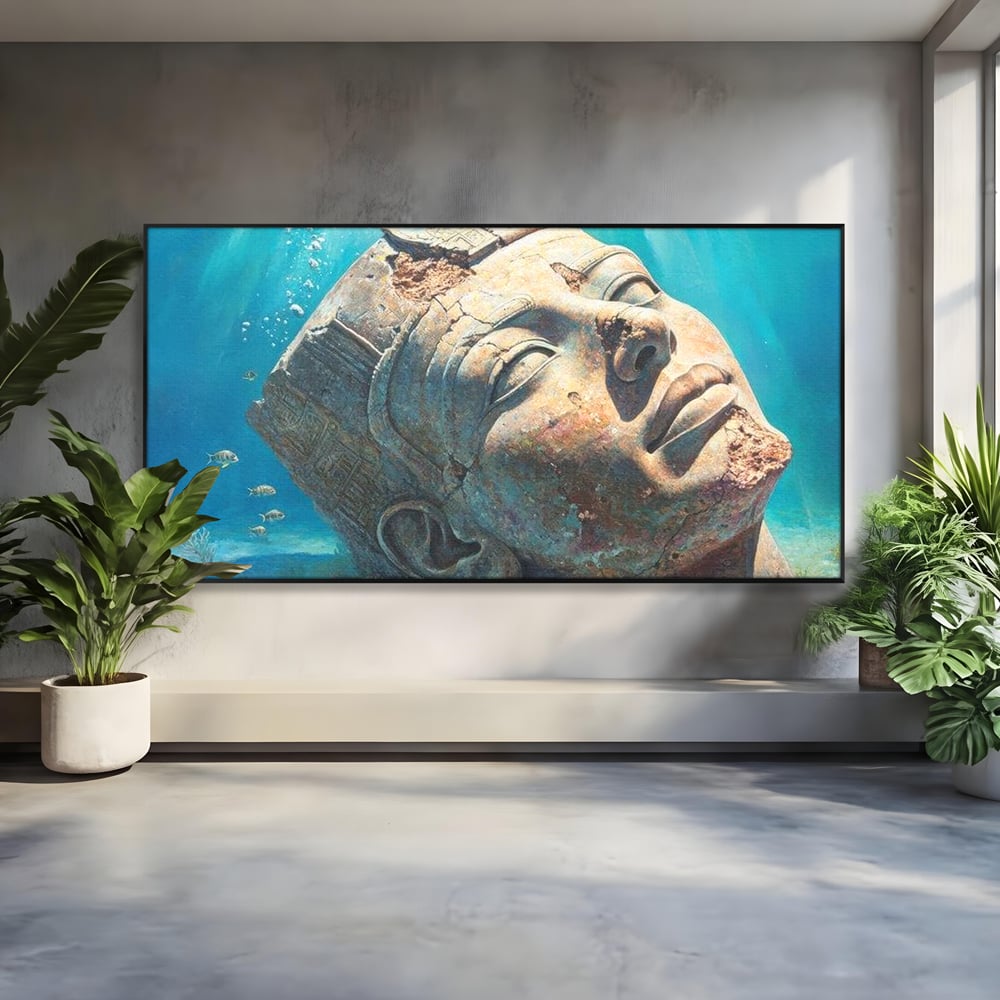 Tablou Canvas Premium, LuxCanva® O1052, Faraonul din Adancuri, Scufundat, Tacere, Liniste, Pierdut, Somn, Ocean, Mostenire, Egipt, Nil, Civilizatie, Timp, Subacvatic, Etern, Birou, Living, Dormitor