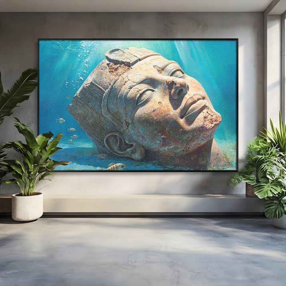 Tablou Canvas Premium, LuxCanva® O1052, Faraonul din Adancuri, Scufundat, Tacere, Liniste, Pierdut, Somn, Ocean, Mostenire, Egipt, Nil, Civilizatie, Timp, Subacvatic, Etern, Birou, Living, Dormitor