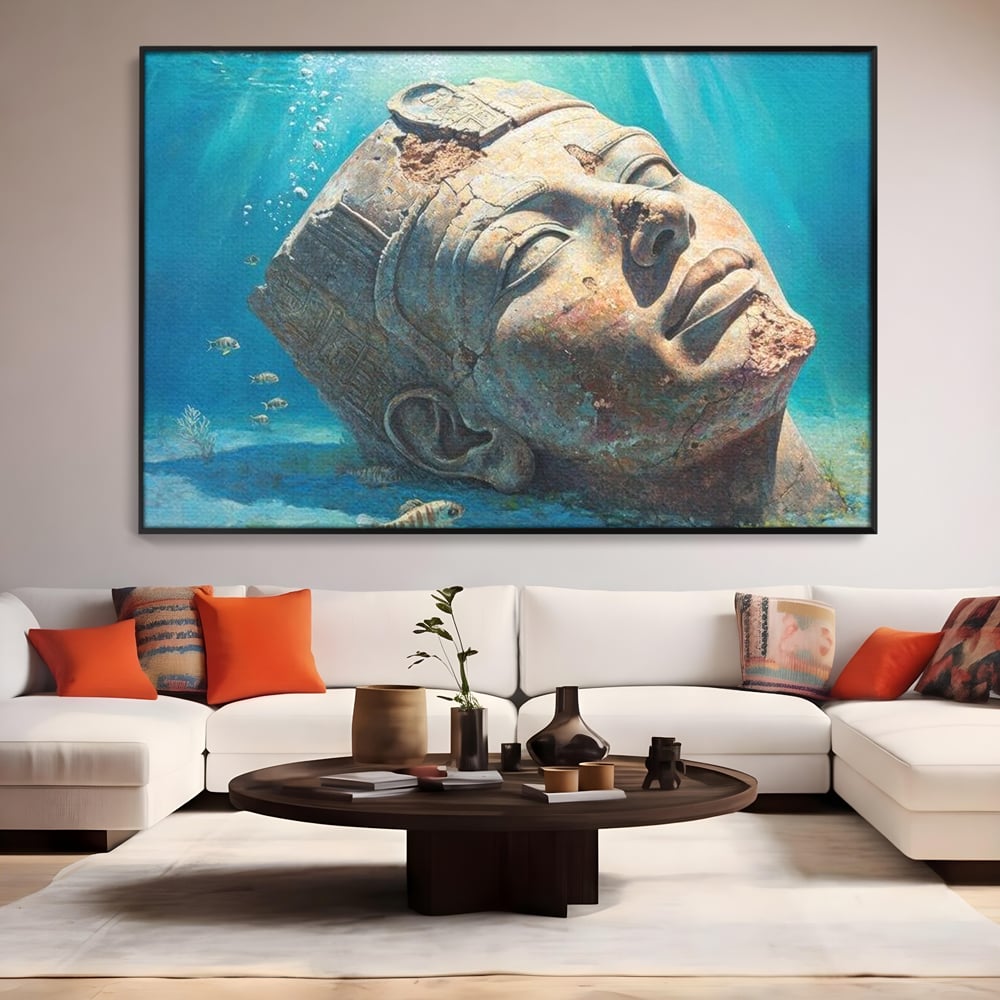 Tablou Canvas Premium, LuxCanva® O1052, Faraonul din Adancuri, Scufundat, Tacere, Liniste, Pierdut, Somn, Ocean, Mostenire, Egipt, Nil, Civilizatie, Timp, Subacvatic, Etern, Birou, Living, Dormitor