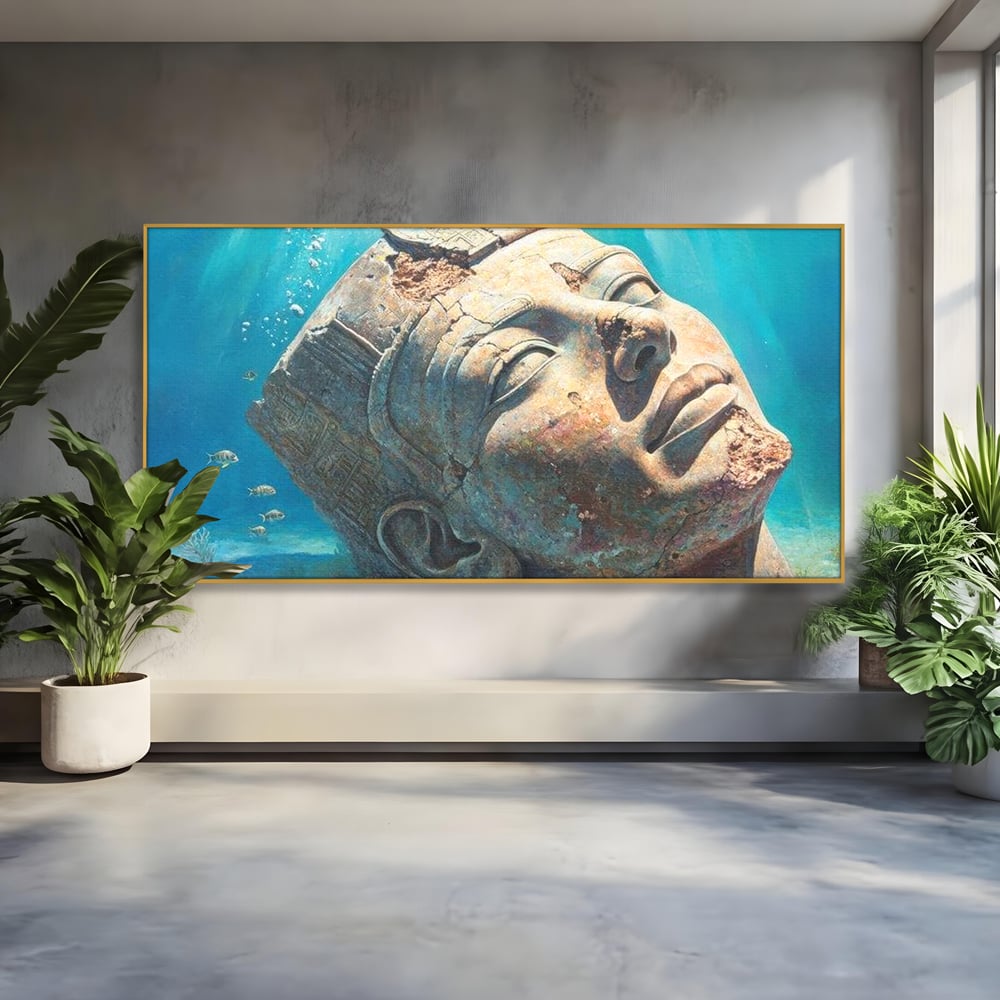 Tablou Canvas Premium, LuxCanva® O1052, Faraonul din Adancuri, Scufundat, Tacere, Liniste, Pierdut, Somn, Ocean, Mostenire, Egipt, Nil, Civilizatie, Timp, Subacvatic, Etern, Birou, Living, Dormitor