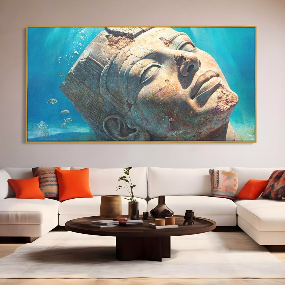 Tablou Canvas Premium, LuxCanva® O1052, Faraonul din Adancuri, Scufundat, Tacere, Liniste, Pierdut, Somn, Ocean, Mostenire, Egipt, Nil, Civilizatie, Timp, Subacvatic, Etern, Birou, Living, Dormitor