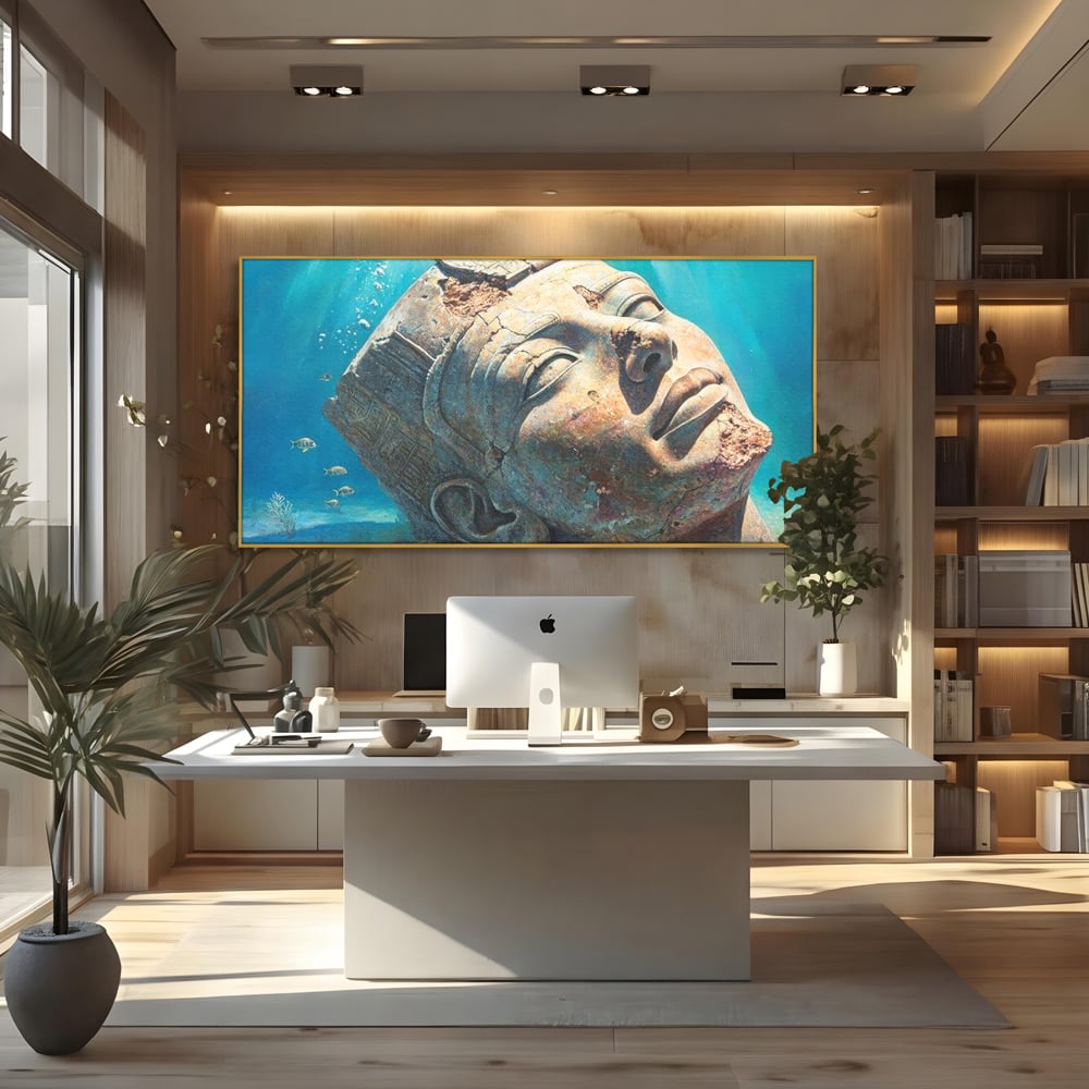 Tablou Canvas Premium, LuxCanva® O1052, Faraonul din Adancuri, Scufundat, Tacere, Liniste, Pierdut, Somn, Ocean, Mostenire, Egipt, Nil, Civilizatie, Timp, Subacvatic, Etern, Birou, Living, Dormitor