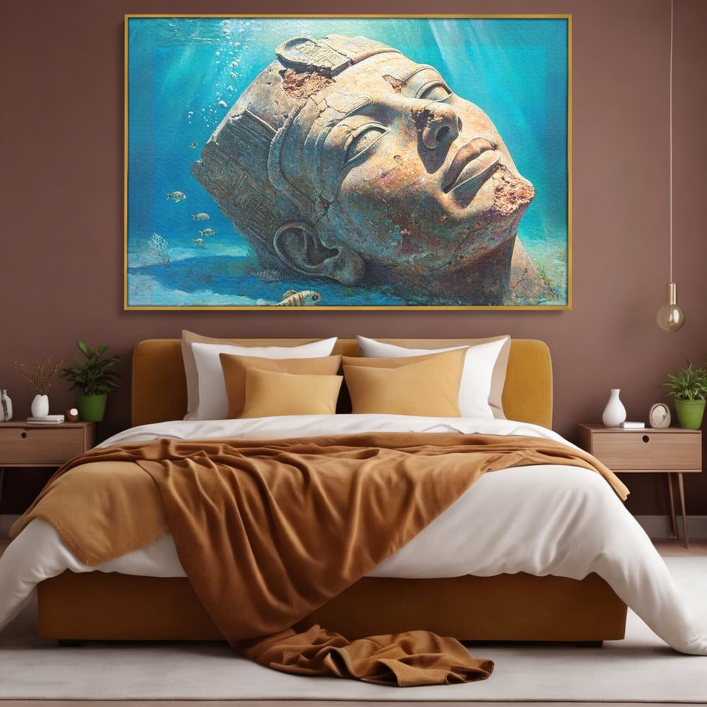 Tablou Canvas Premium, LuxCanva® O1052, Faraonul din Adancuri, Scufundat, Tacere, Liniste, Pierdut, Somn, Ocean, Mostenire, Egipt, Nil, Civilizatie, Timp, Subacvatic, Etern, Birou, Living, Dormitor