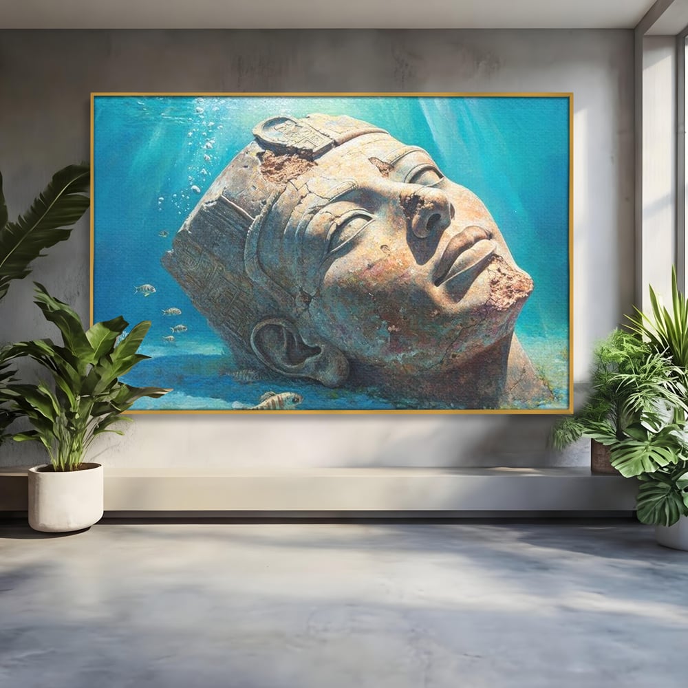 Tablou Canvas Premium, LuxCanva® O1052, Faraonul din Adancuri, Scufundat, Tacere, Liniste, Pierdut, Somn, Ocean, Mostenire, Egipt, Nil, Civilizatie, Timp, Subacvatic, Etern, Birou, Living, Dormitor