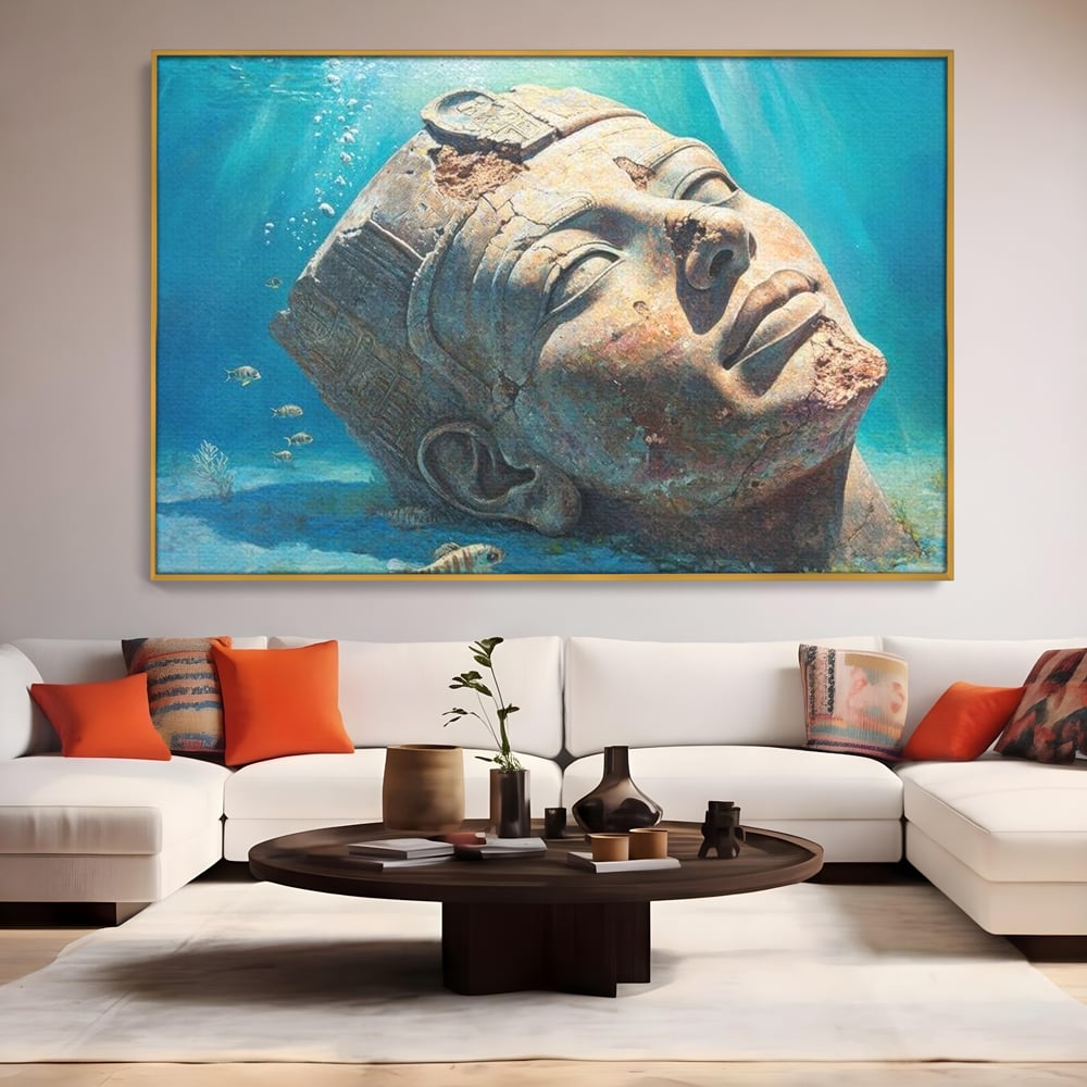 Tablou Canvas Premium, LuxCanva® O1052, Faraonul din Adancuri, Scufundat, Tacere, Liniste, Pierdut, Somn, Ocean, Mostenire, Egipt, Nil, Civilizatie, Timp, Subacvatic, Etern, Birou, Living, Dormitor