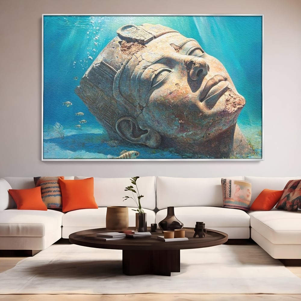 Tablou Canvas Premium, LuxCanva® O1052, Faraonul din Adancuri, Scufundat, Tacere, Liniste, Pierdut, Somn, Ocean, Mostenire, Egipt, Nil, Civilizatie, Timp, Subacvatic, Etern, Birou, Living, Dormitor