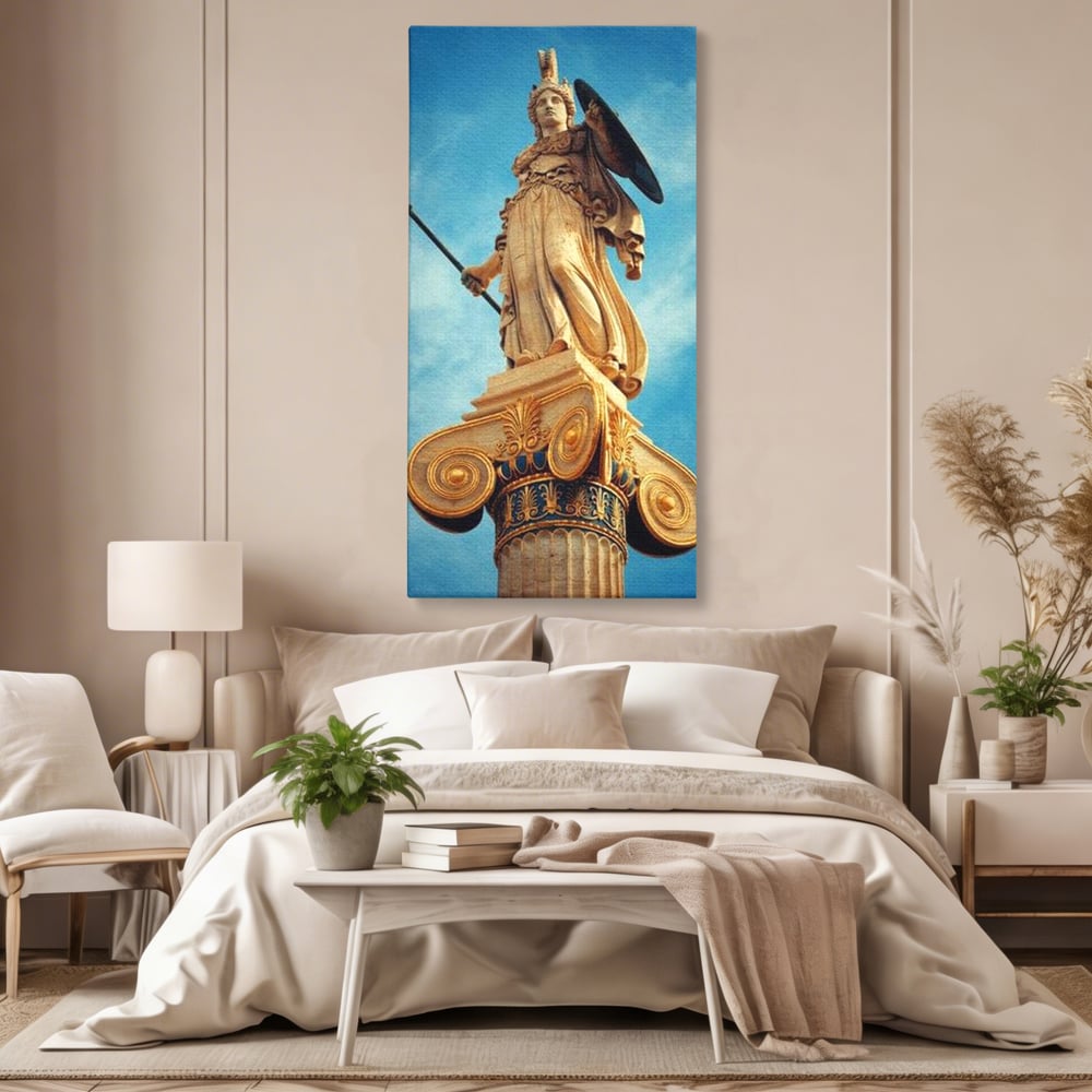 Tablou Canvas Premium, LuxCanva® O1053, Athena, Lumina Greciei, Zeita, Intelepciune, Strajer, Spirit, Acropole, Regina, Simbol, Putere, Divina, Mitologie, Istorie, Protectie, Birou, Living, Dormitor