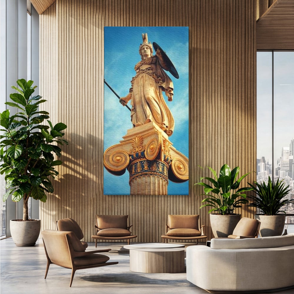 Tablou Canvas Premium, LuxCanva® O1053, Athena, Lumina Greciei, Zeita, Intelepciune, Strajer, Spirit, Acropole, Regina, Simbol, Putere, Divina, Mitologie, Istorie, Protectie, Birou, Living, Dormitor