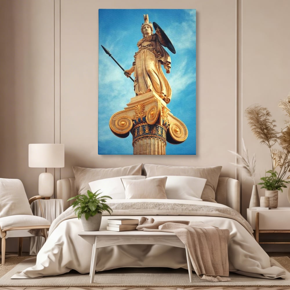Tablou Canvas Premium, LuxCanva® O1053, Athena, Lumina Greciei, Zeita, Intelepciune, Strajer, Spirit, Acropole, Regina, Simbol, Putere, Divina, Mitologie, Istorie, Protectie, Birou, Living, Dormitor
