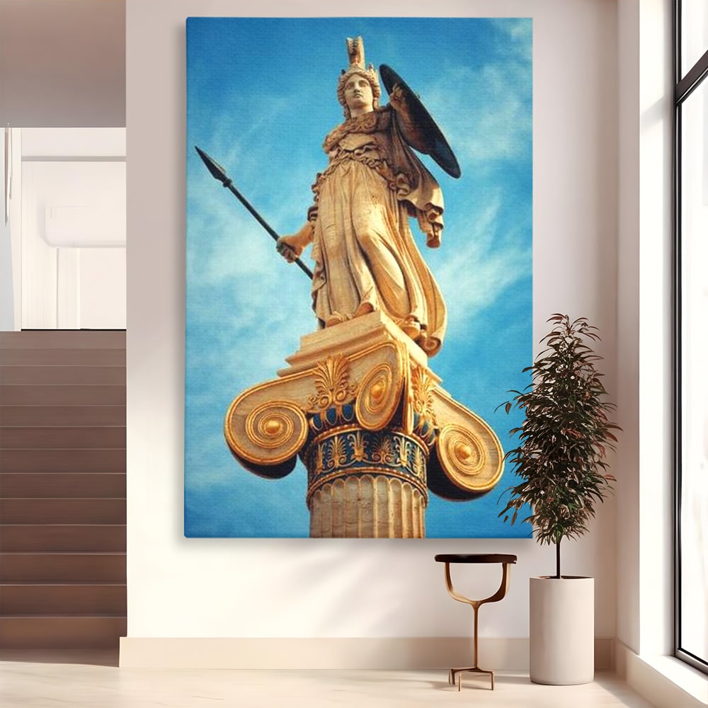 Tablou Canvas Premium, LuxCanva® O1053, Athena, Lumina Greciei, Zeita, Intelepciune, Strajer, Spirit, Acropole, Regina, Simbol, Putere, Divina, Mitologie, Istorie, Protectie, Birou, Living, Dormitor