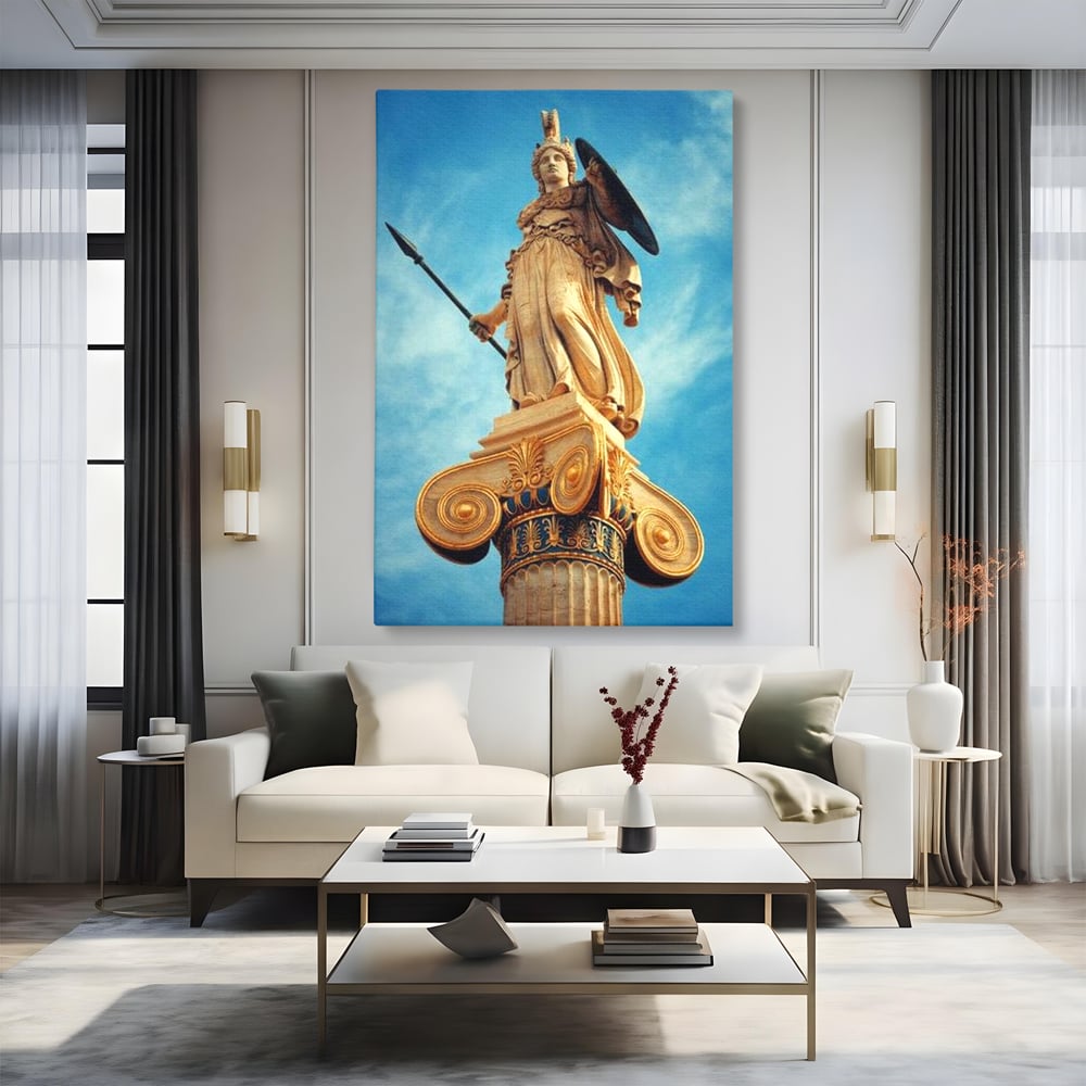 Tablou Canvas Premium, LuxCanva® O1053, Athena, Lumina Greciei, Zeita, Intelepciune, Strajer, Spirit, Acropole, Regina, Simbol, Putere, Divina, Mitologie, Istorie, Protectie, Birou, Living, Dormitor