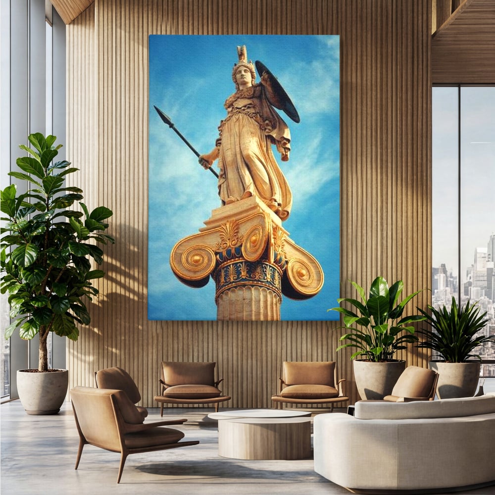 Tablou Canvas Premium, LuxCanva® O1053, Athena, Lumina Greciei, Zeita, Intelepciune, Strajer, Spirit, Acropole, Regina, Simbol, Putere, Divina, Mitologie, Istorie, Protectie, Birou, Living, Dormitor