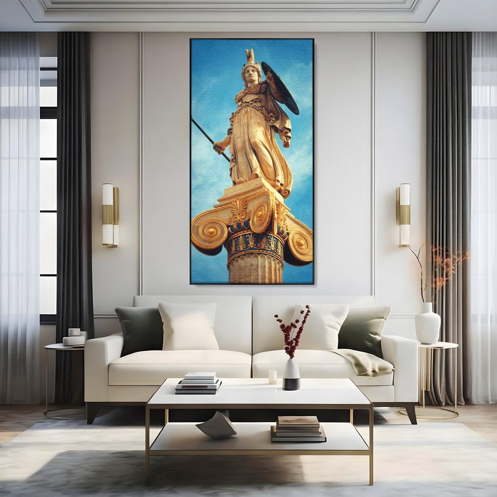 Tablou Canvas Premium, LuxCanva® O1053, Athena, Lumina Greciei, Zeita, Intelepciune, Strajer, Spirit, Acropole, Regina, Simbol, Putere, Divina, Mitologie, Istorie, Protectie, Birou, Living, Dormitor