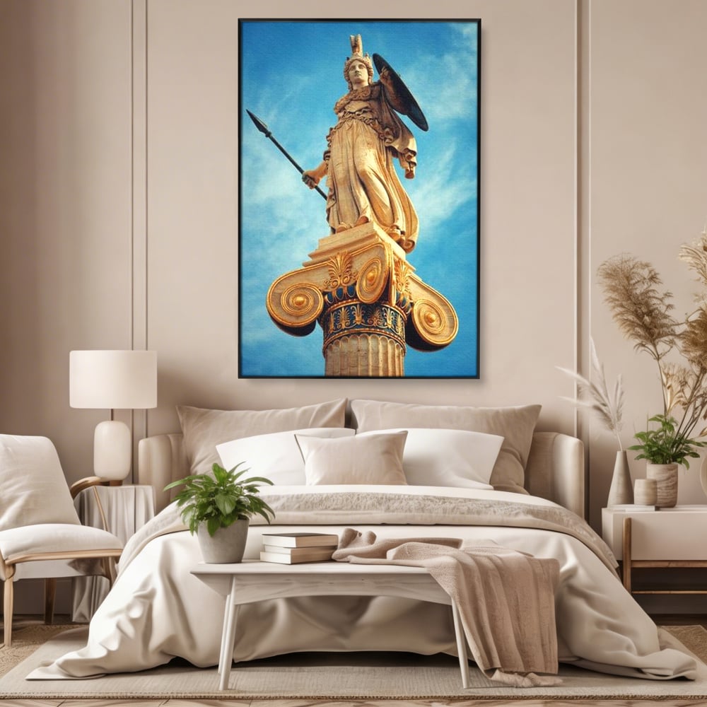 Tablou Canvas Premium, LuxCanva® O1053, Athena, Lumina Greciei, Zeita, Intelepciune, Strajer, Spirit, Acropole, Regina, Simbol, Putere, Divina, Mitologie, Istorie, Protectie, Birou, Living, Dormitor