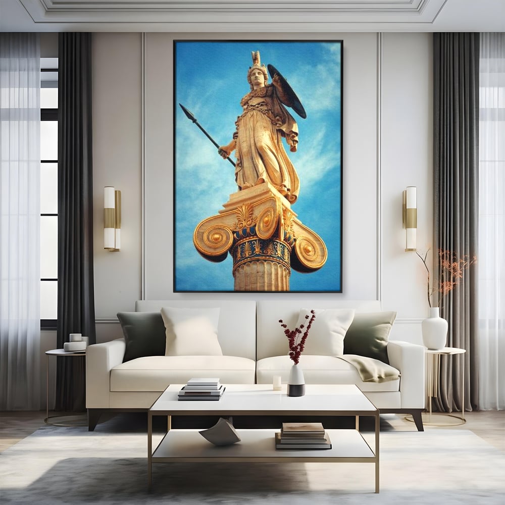 Tablou Canvas Premium, LuxCanva® O1053, Athena, Lumina Greciei, Zeita, Intelepciune, Strajer, Spirit, Acropole, Regina, Simbol, Putere, Divina, Mitologie, Istorie, Protectie, Birou, Living, Dormitor