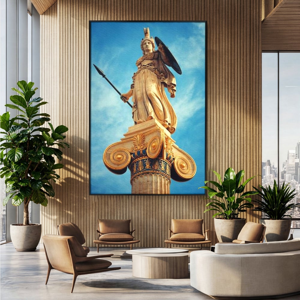 Tablou Canvas Premium, LuxCanva® O1053, Athena, Lumina Greciei, Zeita, Intelepciune, Strajer, Spirit, Acropole, Regina, Simbol, Putere, Divina, Mitologie, Istorie, Protectie, Birou, Living, Dormitor