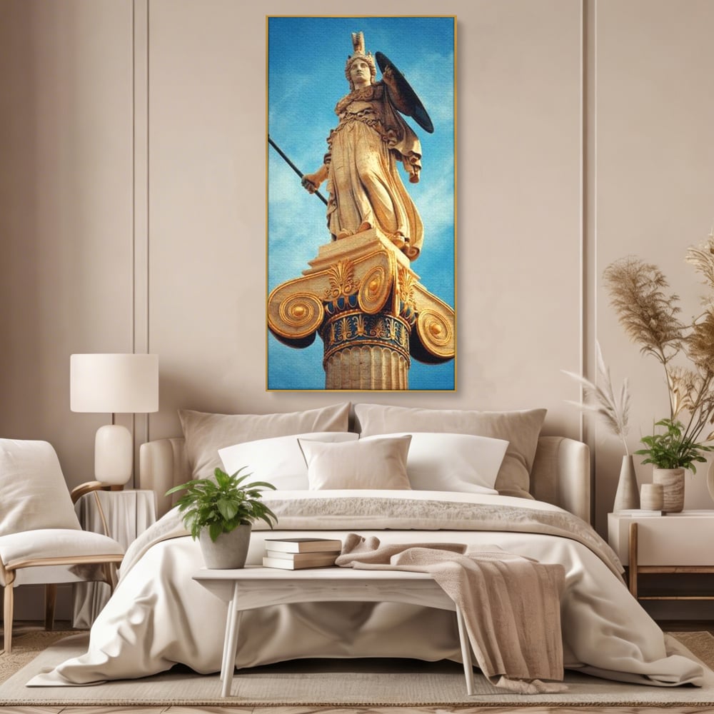Tablou Canvas Premium, LuxCanva® O1053, Athena, Lumina Greciei, Zeita, Intelepciune, Strajer, Spirit, Acropole, Regina, Simbol, Putere, Divina, Mitologie, Istorie, Protectie, Birou, Living, Dormitor