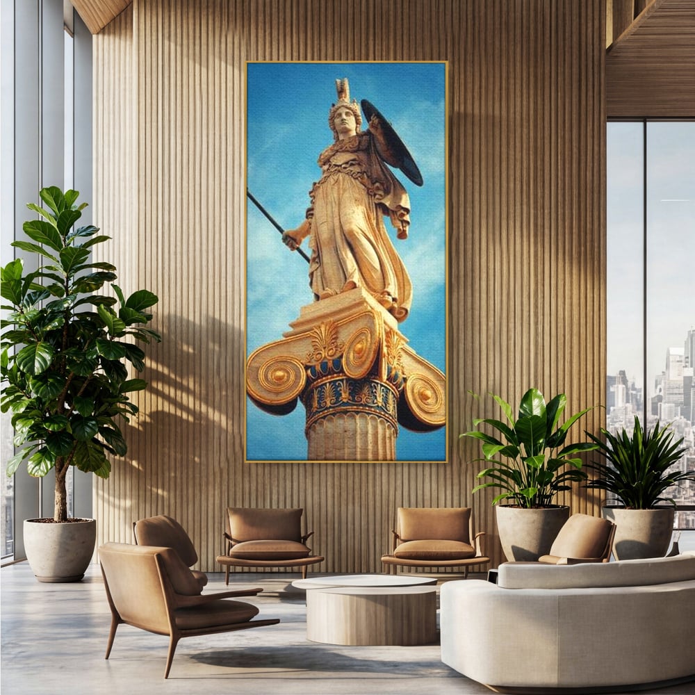 Tablou Canvas Premium, LuxCanva® O1053, Athena, Lumina Greciei, Zeita, Intelepciune, Strajer, Spirit, Acropole, Regina, Simbol, Putere, Divina, Mitologie, Istorie, Protectie, Birou, Living, Dormitor