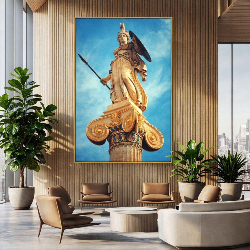 Tablou Canvas Premium, LuxCanva® O1053, Athena, Lumina Greciei, Zeita, Intelepciune, Strajer, Spirit, Acropole, Regina, Simbol, Putere, Divina, Mitologie, Istorie, Protectie, Birou, Living, Dormitor