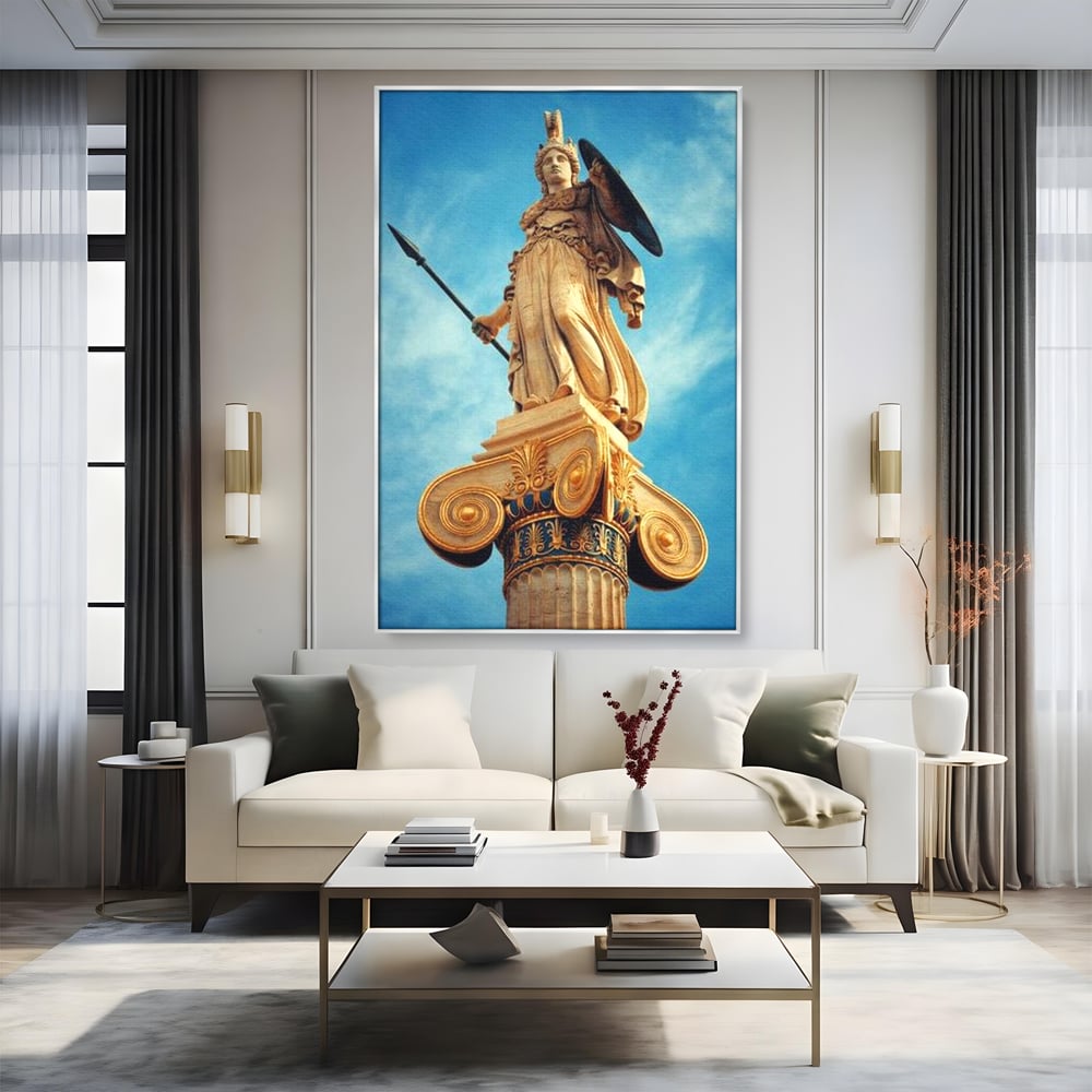 Tablou Canvas Premium, LuxCanva® O1053, Athena, Lumina Greciei, Zeita, Intelepciune, Strajer, Spirit, Acropole, Regina, Simbol, Putere, Divina, Mitologie, Istorie, Protectie, Birou, Living, Dormitor