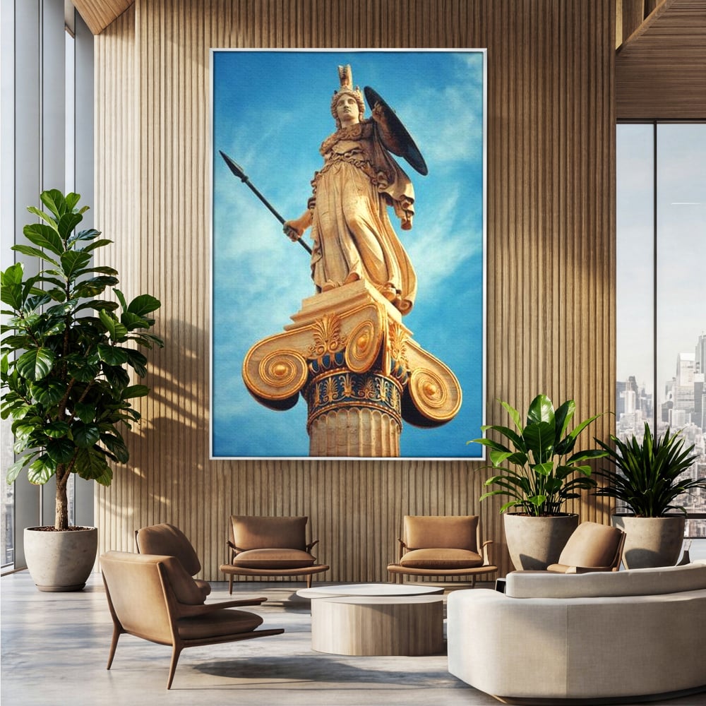 Tablou Canvas Premium, LuxCanva® O1053, Athena, Lumina Greciei, Zeita, Intelepciune, Strajer, Spirit, Acropole, Regina, Simbol, Putere, Divina, Mitologie, Istorie, Protectie, Birou, Living, Dormitor