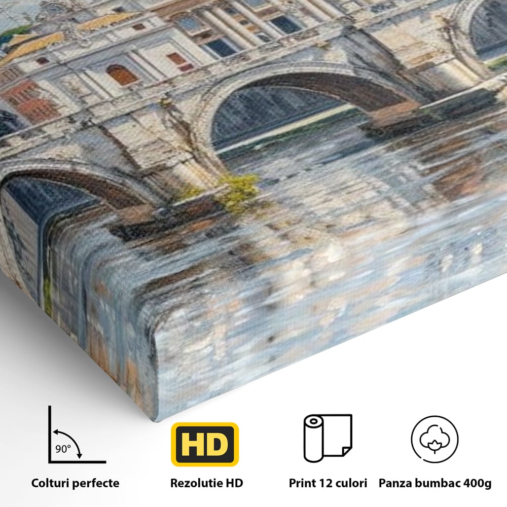 Tablou Canvas Premium, LuxCanva® O1054, Calea spre Vatican, Roma, Etern, Tibru, Bazilica, Pod, Cupola, Oras, Vatican, Sfantul Petru, Baroca, Italia, Monument, Istoric, Birou, Living, Dormitor