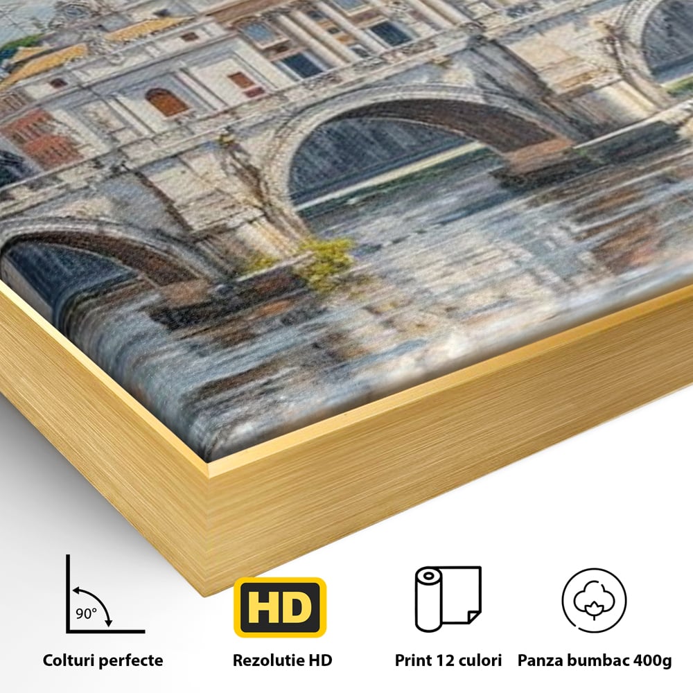Tablou Canvas Premium, LuxCanva® O1054, Calea spre Vatican, Roma, Etern, Tibru, Bazilica, Pod, Cupola, Oras, Vatican, Sfantul Petru, Baroca, Italia, Monument, Istoric, Birou, Living, Dormitor