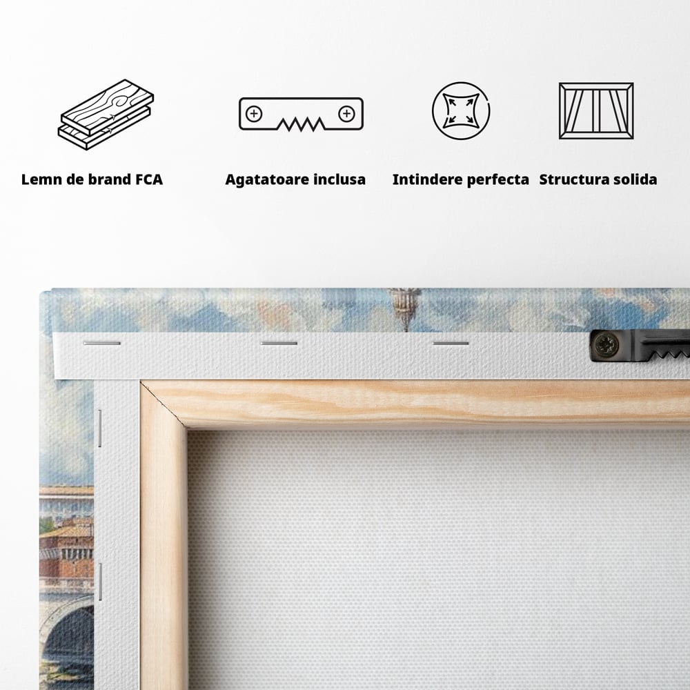 Tablou Canvas Premium, LuxCanva® O1054, Calea spre Vatican, Roma, Etern, Tibru, Bazilica, Pod, Cupola, Oras, Vatican, Sfantul Petru, Baroca, Italia, Monument, Istoric, Birou, Living, Dormitor