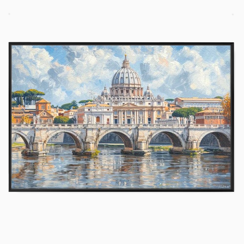 Tablou Canvas Premium, LuxCanva® O1054, Calea spre Vatican, Roma, Etern, Tibru, Bazilica, Pod, Cupola, Oras, Vatican, Sfantul Petru, Baroca, Italia, Monument, Istoric, Birou, Living, Dormitor