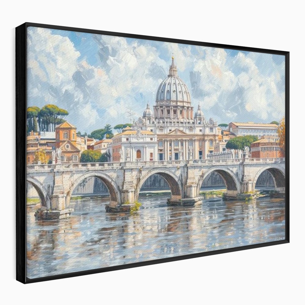 Tablou Canvas Premium, LuxCanva® O1054, Calea spre Vatican, Roma, Etern, Tibru, Bazilica, Pod, Cupola, Oras, Vatican, Sfantul Petru, Baroca, Italia, Monument, Istoric, Birou, Living, Dormitor