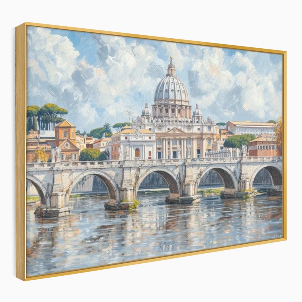 Tablou Canvas Premium, LuxCanva® O1054, Calea spre Vatican, Roma, Etern, Tibru, Bazilica, Pod, Cupola, Oras, Vatican, Sfantul Petru, Baroca, Italia, Monument, Istoric, Birou, Living, Dormitor