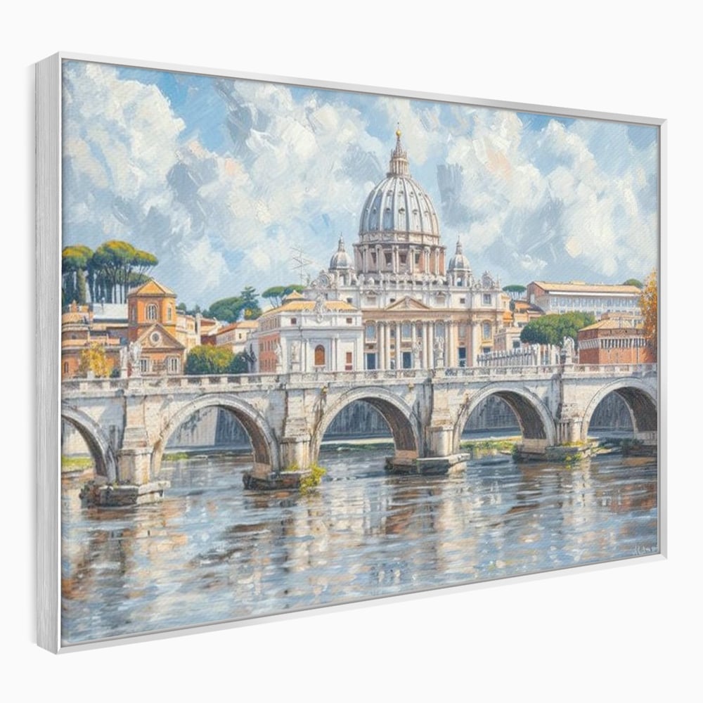 Tablou Canvas Premium, LuxCanva® O1054, Calea spre Vatican, Roma, Etern, Tibru, Bazilica, Pod, Cupola, Oras, Vatican, Sfantul Petru, Baroca, Italia, Monument, Istoric, Birou, Living, Dormitor